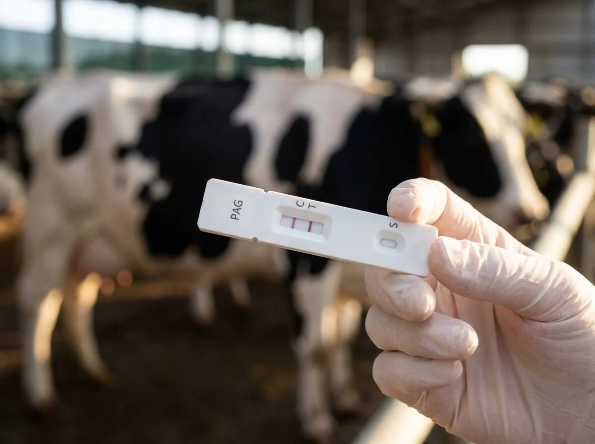 Step-by-step guide on how to test early pregnancy in dairy cows using Sabervet kit.