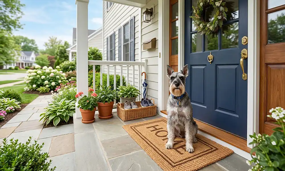 a dog on the corridor